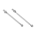 18K white gold plated necklace extension chain with heart charm and lobster clasp - Plain Heart Style / White Gold Plated