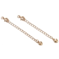 Pair of 18K gold plated jewelry extension chains with heart charms and spring clasps - Plain Heart Style / 18K Gold Plated