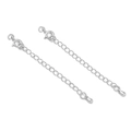 Pair of shiny silver-plated extender chains with lobster clasp and teardrop charm - Single Drop Style / Silver Plated