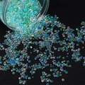 Blue-green mermaid bubble beads with purple iridescent finish in a transparent container - Diameter 2-3.5mm (30g/Pack) / Blue & Green