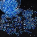 Mix of blue and iridescent glass bubble beads for DIY jewelry and nail art - Diameter 2-3.5mm (30g/Pack) / Blue Series