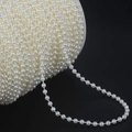 Creamy white ABS double-line pearl bead chain on a spool for DIY wedding decor - Round Style (BSG16) / 4mm 5m / Beige