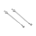 Silver plated lobster clasp jewelry extension chain with star charm for DIY projects - Large Star Style / White Gold Plated