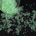 Iridescent green bubble beads for DIY crafts and nail art in a transparent container - Diameter 2-3.5mm (30g/Pack) / Grass Green Series