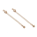Two-pack rose gold jewelry extension chains with spring clasp and star charms - Large Star Style / 18K Gold Plated