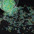 Colorful iridescent glass bubble beads in a plastic jar for DIY jewelry making and nail art - Diameter 2-3.5mm (30g/Pack) / Yellow-Green Series