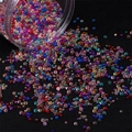 Colorful mixed iridescent glass bubble beads for DIY jewelry making in a plastic jar - Diameter 2-3.5mm (30g/Pack) / Random Mixed Colors