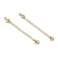 Two pieces of gold-plated extender chains with spring ring clasps and heart charms - Patterned Heart Style / 14k Gold Plating