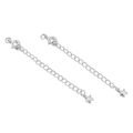 Set of two silver plated extender chains with spring clasps and small star charm pendants - Curved Star Style / Silver Plated