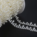 Creamy white ABS teardrop pearl fringe ribbon roll for wedding DIY dress decoration - Teardrop Style (BSG16) / 15mm 2m / Beige