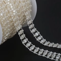 Creamy double-row ABS half-round pearl bead chain on spool for DIY wedding dress trim - Square Style (BSG16) / 12mm 2m / Beige