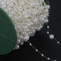 Double-row semi-round white pearl beads string on spool for DIY wedding dress decor - Round Style (BSG16) / 8mm 5m / Beige