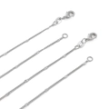 Chaîne fine argentée en or 14K avec textures étoilées et fermoir mousqueton - Chaîne Tournesol (Largeur 1.5mm, Longueur 45cm) / Plaqué or blanc
