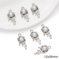 Set of 6 silver dripping lava heart pendants with pearls for DIY jewelry making - Silver Rhinestone Melting Rose Pendant
