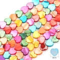 Vibrant 8mm heart-shaped natural shell beads with iridescent finish for DIY jewelry - Heart 8x8mm (Mixed Colors) / Straight Hole 38cm/Strand