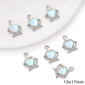 Silver heart crown pendant with light blue opal and rhinestones for DIY jewelry - Silver Rhinestone Crown Pendant