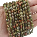 Perle sfaccettate in unakite naturale a forma di moneta per creazione di gioielli - Diametro 6mm Spessore 4mm Foro 1mm Filo 38cm Circa 60 Perline / Unakite