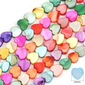 Mixed color 10mm heart-shaped shell beads with natural mother-of-pearl luster for DIY jewelry - Heart 10x10mm (Mixed Colors) / Straight Hole 38cm/Strand