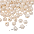 Natural milky white freshwater pearls with pre-drilled holes for DIY jewelry making - 7-8mm Horizontal Hole 1.5mm / White