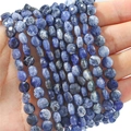 Perle di sodalite blu sfaccettata in forma tonda piatta per creazione gioielli - Diametro 6mm Spessore 4mm Foro 1mm Filo 38cm Circa 60 Perline / Sodalite Naturale