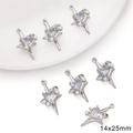 Silver alloy heart and star pendant with zircons and pearls for DIY jewelry making - Silver Rhinestone Starry Heart Pendant