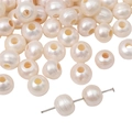 Natural freshwater large-hole pearl beads for DIY jewelry making and bracelets - 9-10mm Hole 3mm / White