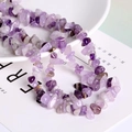 Natural purple amethyst tumbled stone beads for DIY jewelry making on white ceramic plate - Natural Amethyst Chip 87CM/String