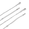 Polierte silberne Verlängerungskette mit Karabinerverschluss und Verstellringen - Perlen-Zwischenkette (Breite 2mm, Länge 50cm) / Weißgold plattiert