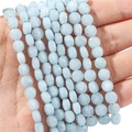 Perle sfaccettate in pietra naturale azzurra per la creazione di gioielli fai da te - Diametro 6mm Spessore 4mm Foro 1mm Filo 38cm Circa 60 Perline / Acquamarina Trattata