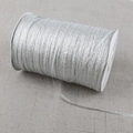 Macro view of silver metallic glitter ribbon spool for DIY crafts and gift wrapping - Silver