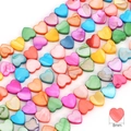 Colorful 8mm heart-shaped shell beads with natural iridescent luster for DIY jewelry - Heart 8x8mm Horizontal Hole (Mixed Colors) / 38cm/Strand