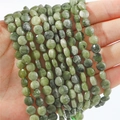 Filo di perle sfaccettate in pietra naturale verde a forma di moneta per gioielli - Diametro 6mm Spessore 4mm Foro 1mm Filo 38cm Circa 60 Perline / Giada di Taiwan Naturale