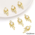 Golden rose planet pendant with dripping melted design and central white pearl, 12x26mm - Gold Pearl Melting Rose Pendant