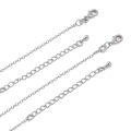 Zarte Kette aus 925er Sterlingsilber mit Karabinerverschluss und Tropfenanhänger - Flache O-Kette (Breite 1.5mm, Länge 50cm) / Weißgold plattiert