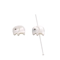 Natural white shell elephant bead for DIY jewelry making with metallic pin detail - Elephant
