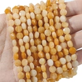 Perle in pietra naturale arancione sfaccettate e piatte per creazione gioielli - Diametro 6mm Spessore 4mm Foro 1mm Filo 38cm Circa 60 Perline / Giada Gialla Naturale