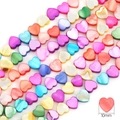 Colorful 10mm heart-shaped natural shell beads with iridescent finish for DIY jewelry - Heart 10x10mm Horizontal Hole (Mixed Colors)