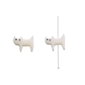 White cat shaped shell bead for DIY jewelry making with vertical threading hole - Cat