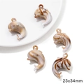 Brown marble-textured acrylic dolphin charms, 23x34mm size for handmade DIY jewelry - Dolphin Type 2 / 10 Pieces/Pack (23x34mm) / Brown