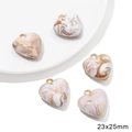 Five heart-shaped acrylic charms with beige marble texture for DIY jewelry, 23x25mm - Small Heart / 10 Pieces/Pack (23x25mm) / Brown