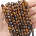 Perle sfaccettate in pietra occhio di tigre con trame naturali di legno marrone - Diametro 6mm Spessore 4mm Foro 1mm Filo 38cm Circa 60 Perline / Occhio di Tigre Naturale