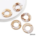 34mm round acetate acrylic ring pendant with brown marble texture for DIY jewelry making - Round / 10 Pieces/Pack (34mm) / Brown