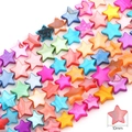 Handmade 10mm colorful star-shaped natural shell beads with a pearlescent finish - Star 10x10mm (Mixed Colors)