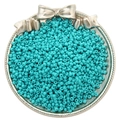 Matte peacock blue glass seed beads in a silver tray for DIY jewelry making crafts - 3mm / Greenish Blue
