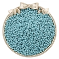 Matte macaron blue glass seed beads for DIY jewelry making in a decorative gold tray - Light Grey Blue