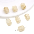 Cylindrical cream marble acrylic beads for DIY necklaces with cross-hole detail - Rectangular Bead / 5 Pieces/Pack (9x13mm) / Beige