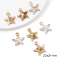 Star-shaped acrylic pendant with beige and brown marble texture, size 20x24mm - Pentagram / 10 Pieces/Pack (20x24mm) / Brown