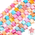 Star shaped 14mm natural shell beads in colorful mix for DIY jewelry making - Star 14x14mm (Mixed Colors)