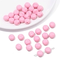 Dettaglio di perle acriliche rosa per gioielli fai-da-te con ago per infilare su sfondo bianco - Circa 10mm, Foro circa 1.5mm, circa 30 Pezzi/Confezione / Rosa