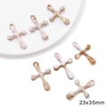 Marbled acrylic cross pendant in brown and cream tones for DIY jewelry, size 23x35mm - Cross / 10 Pieces/Pack (23x35mm) / Brown